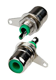 1-290 GR (RS-104), гнездо RCA металл на корпус зеленый