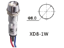 XD8-1W-B 24V, светодиодная лампа с держателем синяя 24В провод