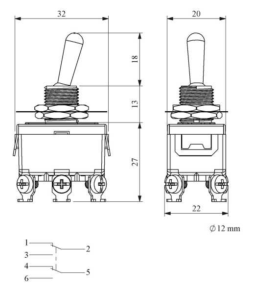 MA123, Тумблер ON-OFF-ON (дубль контактов)