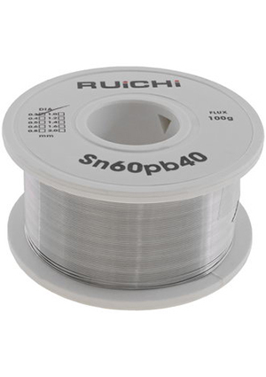 Sn60/Pb40 d0.3mm 100g flux, Припой оловянно-свинцовый RUICHI Sn60/Pb40, диаметр 0.3 мм, вес 100 г, с