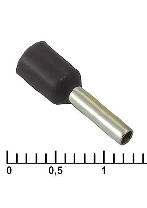 DN01508 black (1.7x8mm), Наконечник втулочный изолированный RUICHI DN01508, 1.7x8 мм, 1.5 мм2, черны