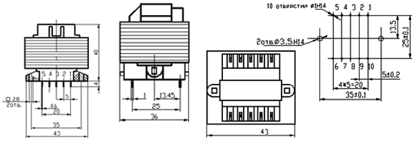ТП112-11, трансформатор питания (ТП132-11), 2х15В; 0,24А