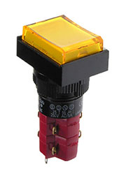 D16LAT1-2ABKY, кнопка с фиксацией и LED подсветкой 250В 5А