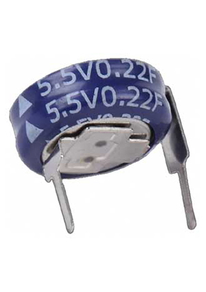 SE-5R5-D104VYH3E 0.1F 5.5V, Ионистор KAMCAP SE-5R5-D104VYH3E, 0.1 Ф, 5.5 В, 25 мА, горизонтальный
