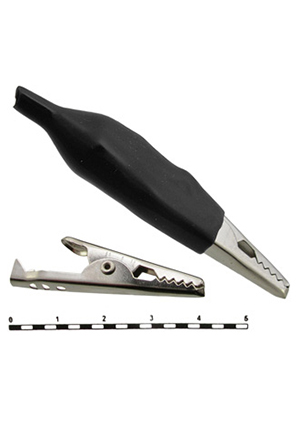 8-0027 black, Зажим-крокодил RUICHI 8-0027 под пайку/обжим, 11 мм, 10 А, черный