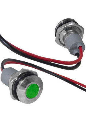 GQ10WF-G, Индикатор антивандальный RUICHI GQ10WF-G, цвет зеленый, точечный излучатель, 12-24 В, 15 м