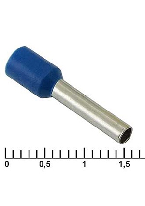 DN02512 blue (2.2x12mm), Наконечник на кабель RUICHI DN02512, синий, 2.2x12 мм, 2.5 мм2