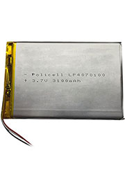 LP4070100-PCM, Аккумулятор литий-полимерный (Li-Pol) 3200(3100)мАч 3.7В, с защитой, PoliCell