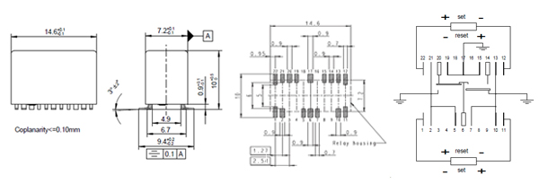 1-1462051-2, HF3-93, ВЧ реле 1 Form C 5В 2А/250В 50 Ом
