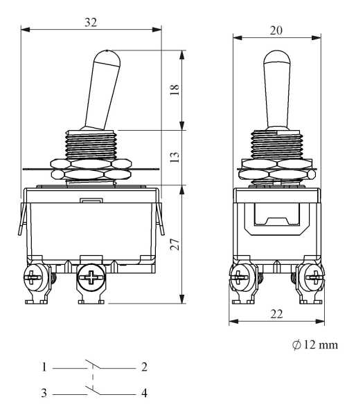 MA121, Тумблер ON-OFF (дубль контактов) MA121