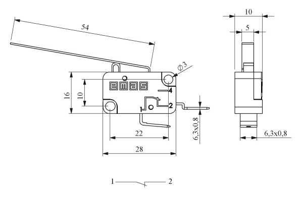 MK1KIM30, Микро-выключатель 10A, 250В AC