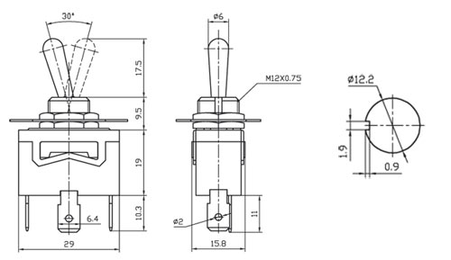 KN3(C)-123AP-B3, (on)-off-(on)  1гр. конт. клеммы