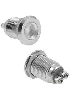 GQ12D-W, Индикатор антивандальный RUICHI GQ12D-R, белый, M12, IP65, никелированная латунь