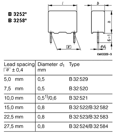 B32522C685K, конденсатор B32522C0685K63Vdc 6.8мкФ