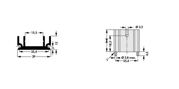 SK 145 37.5 STS TO220, SK 145 37.5 STS, радиатор для TO220, ТО247, 29x12мм, длина 37.5мм