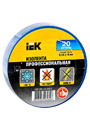 UIZ-20-10-K07, Изолента ПВХ 0.18х19мм син. (рул.20м) IEK UIZ-20-10-K07