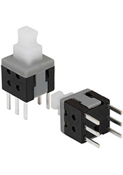 PB22E06 с фиксацией 6x6x10 mm, Миниатюрная кнопка с фиксацией RUICHI PB22E06, DPDT, 6x6x10 мм, 0,1 А