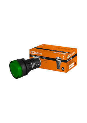 SQ0702-0004, AD-22DS (LED), лампа d22мм зеленая 230В