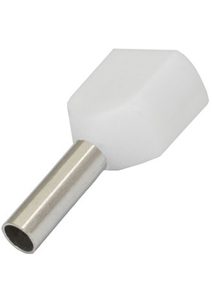 DTE01508 white (1.7x8mm), Наконечник штыревой втулочный изолированный двойной RUICHI DTE01508, 1.7x8