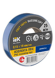EX-IZ10-C15-19-25-K07, Изолента 0.15х19мм (рул.25м) син. IEK EX-IZ10-C15-19-25-K07