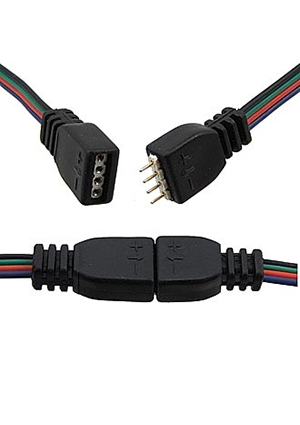LED4P black 0,3 m, Сборка негерметичная для светодиодных лент RUICHI, LED 4P, цвет чёрный, длина 0,3