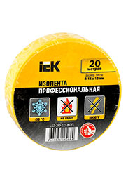 UIZ-20-10-K05, Изолента ПВХ 0.18х19мм желт. (рул.20м) IEK UIZ-20-10-K05
