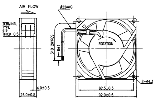 JA0925H2B0N-T, 92*92*25 220V