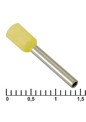 DN01012 yellow (1.4x12mm), Наконечник на кабель RUICHI DN01012, жёлтая, 1.4x12 мм, 1.0 мм2