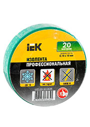 UIZ-20-10-K06, Изолента ПВХ 0.18х19мм зел. (рул.20м) IEK UIZ-20-10-K06