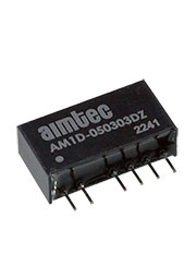 AM1D-050303DZ, DC/DC преобразователь 1Вт вх 4.5-5.5В вых 2x3.3В/2x0.151А SIP7