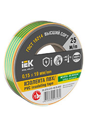 EX-IZ10-C15-19-25-K52, Изолента 0.15х19мм (рул.25м) желт./зел. IEK EX-IZ10-C15-19-25-K52