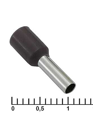 DN02508 black (2.2x8mm), Наконечник на кабель RUICHI DN02508, чёрный, 2.2x8 мм, 2.5 мм2
