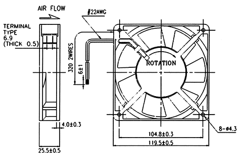 JA1225H2B0N-T, 120*120*25 220V