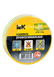 UIZ-20-10-K52, Изолента ПВХ 0.18х19мм желт./зел. (рул.20м) IEK UIZ-20-10-K52