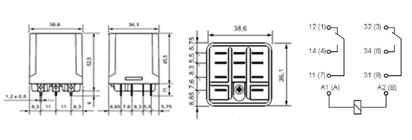 RUC-2012-25-1220, Реле 220VDC 2 Form C 400VAC/16А